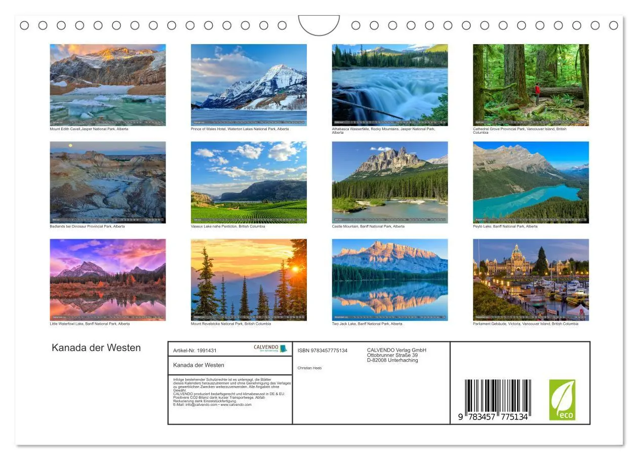 Bild: 9783457775134 | Kanada der Westen (Wandkalender 2026 DIN A4 quer), CALVENDO...