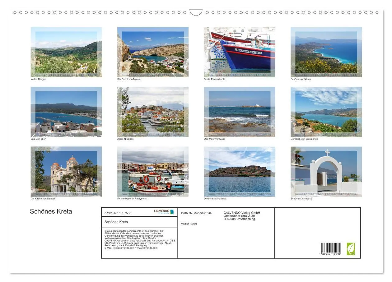Bild: 9783457835234 | Schönes Kreta (Wandkalender 2026 DIN A2 quer), CALVENDO Monatskalender