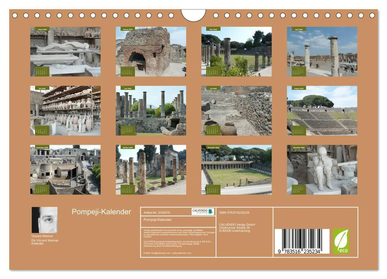 Bild: 9783516235234 | Pompeji-Kalender (Wandkalender 2026 DIN A4 quer), CALVENDO...