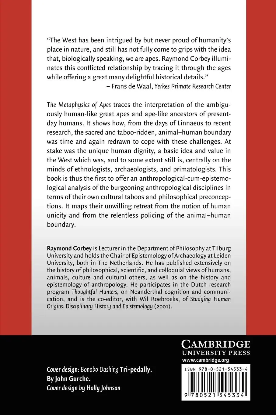 Rückseite: 9780521545334 | The Metaphysics of Apes | Negotiating the Animal-Human Boundary | Buch