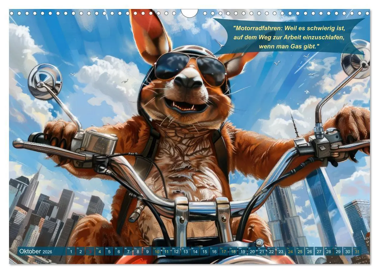 Bild: 9783457375334 | Tierisch lustige Motorradfahrer (Wandkalender 2026 DIN A3 quer),...