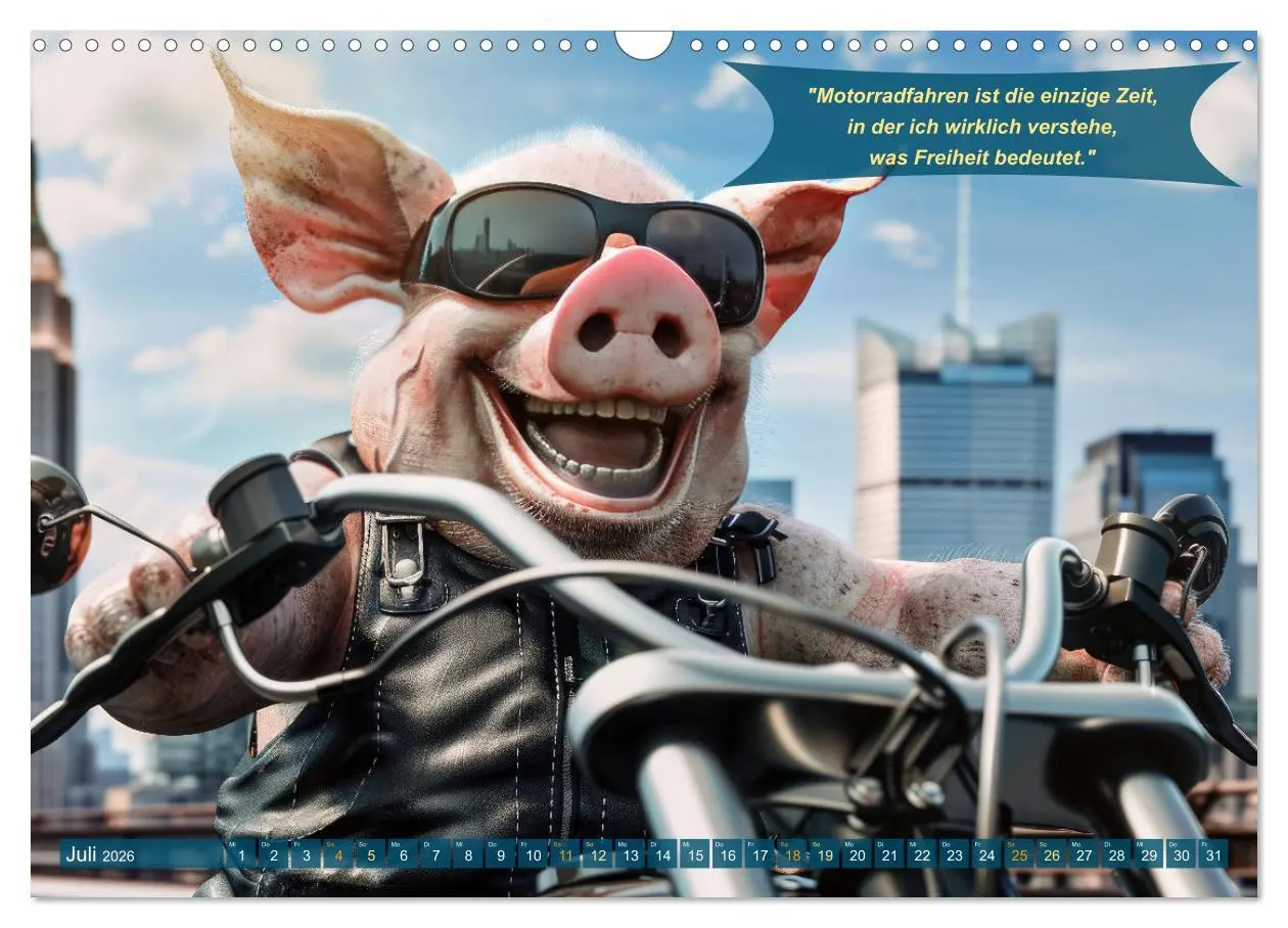 Bild: 9783457375334 | Tierisch lustige Motorradfahrer (Wandkalender 2026 DIN A3 quer),...