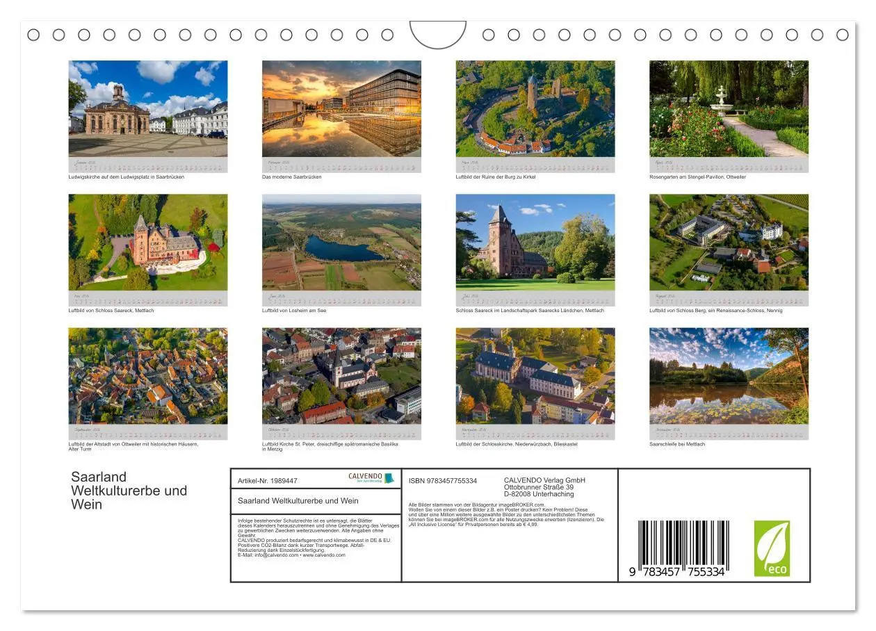 Bild: 9783457755334 | Saarland Weltkulturerbe und Wein (Wandkalender 2026 DIN A4 quer),...
