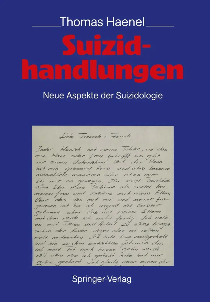 Cover: 9783540505334 | Suizidhandlungen | Neue Aspekte der Suizidologie | Thomas Haenel | ix