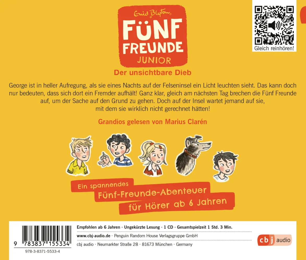 Bild: 9783837155334 | Fünf Freunde JUNIOR - Der unsichtbare Dieb, 1 Audio-CD | Enid Blyton