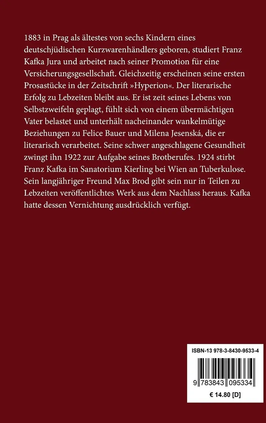 Rückseite: 9783843095334 | Brief an den Vater | Franz Kafka | Buch | HC runder Rücken kaschiert
