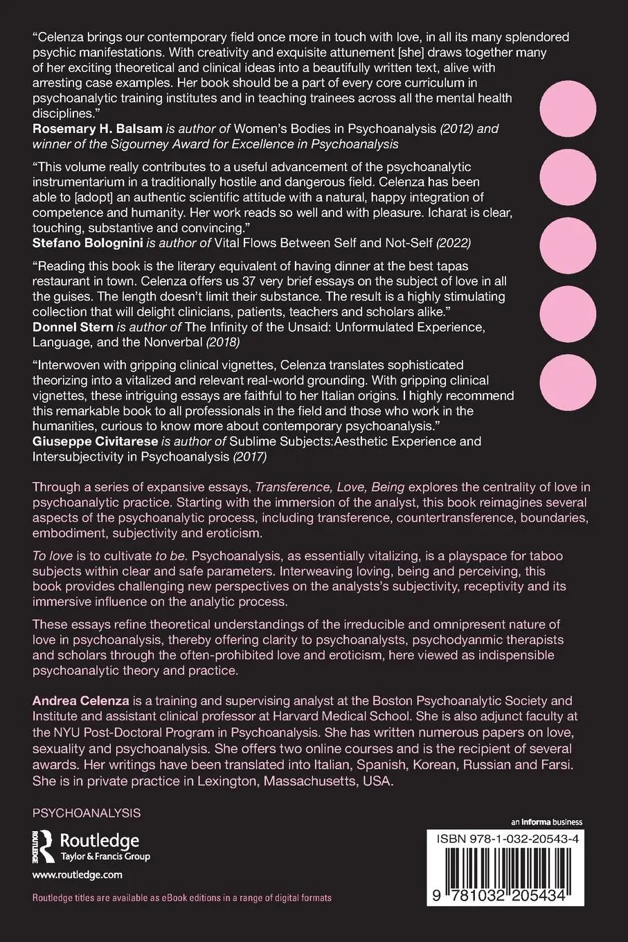 Rückseite: 9781032205434 | Transference, Love, Being | Essential Essays from the Field | Celenza
