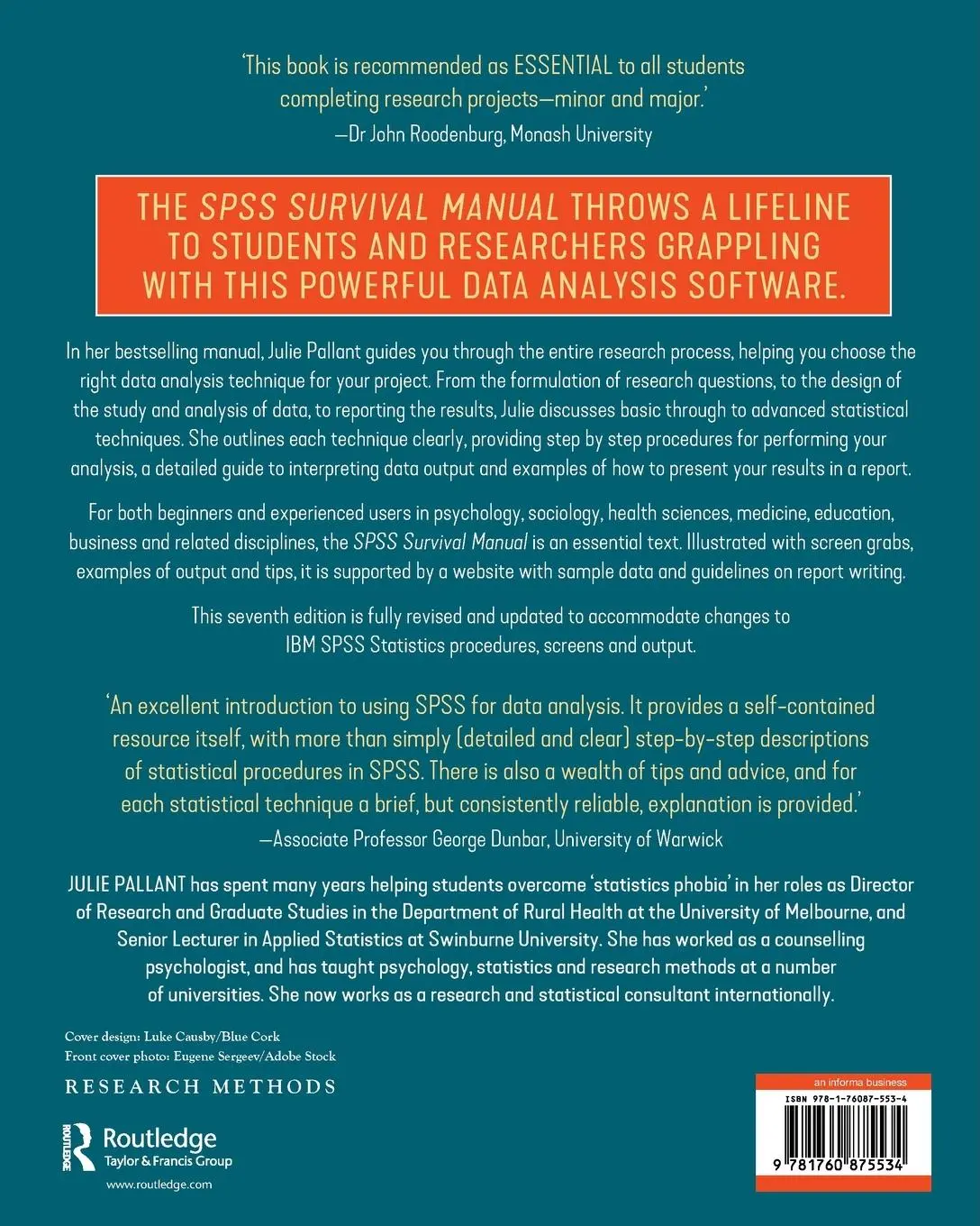 Rückseite: 9781760875534 | SPSS Survival Manual | Julie Pallant | Taschenbuch | Englisch | 2020