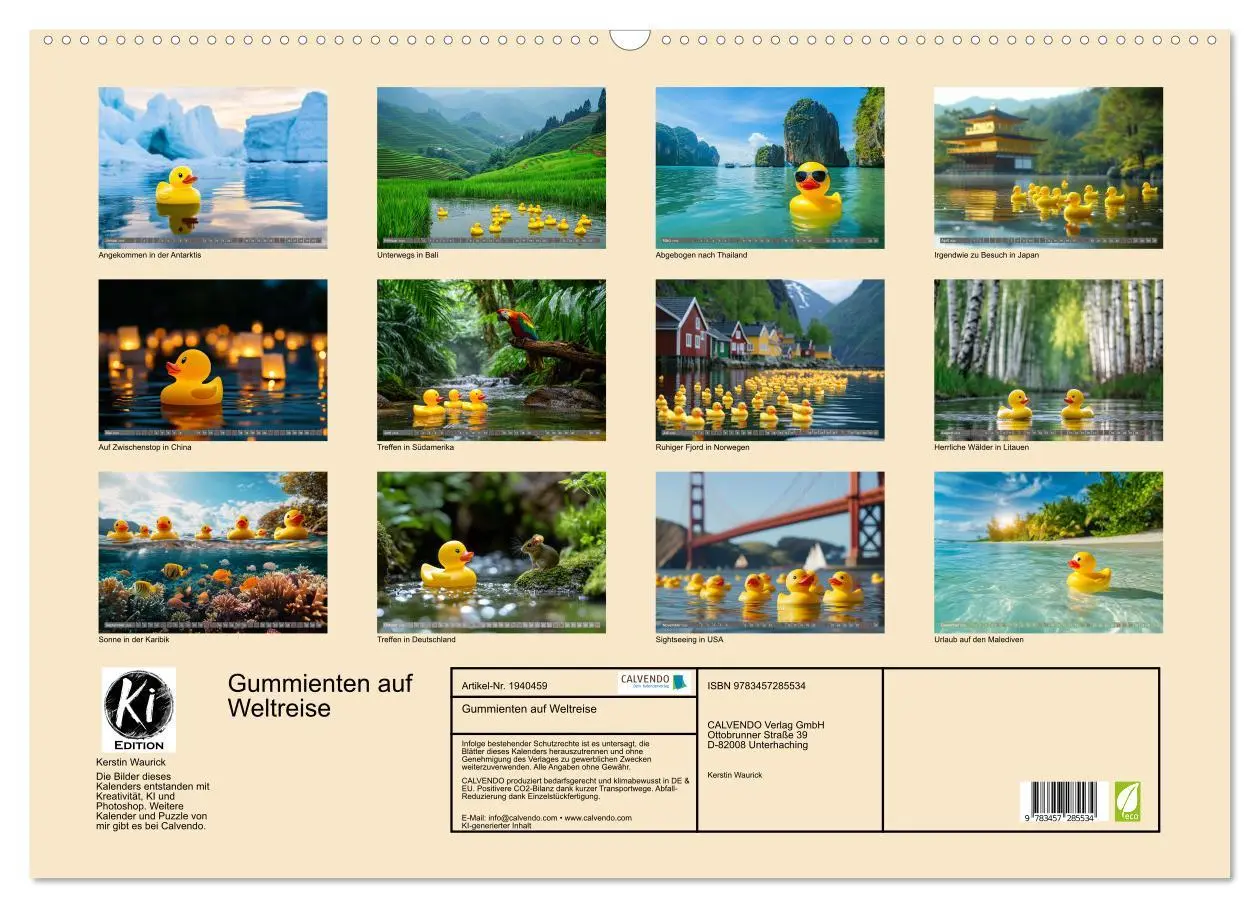 Bild: 9783457285534 | Gummienten auf Weltreise (Wandkalender 2026 DIN A2 quer), CALVENDO...