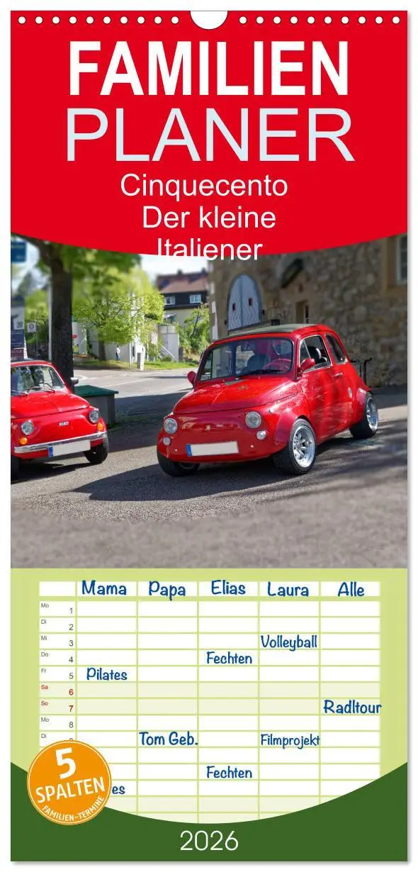 Cover: 9783516515534 | Familienplaner 2026 - Cinquecento Der kleine Italiener - 60 Jahre...