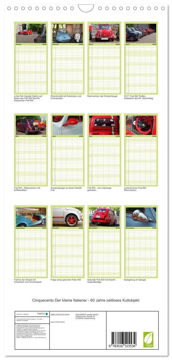 Bild: 9783516515534 | Familienplaner 2026 - Cinquecento Der kleine Italiener - 60 Jahre...