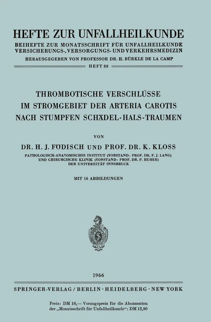 Cover: 9783540035534 | Thrombotische Verschlüsse im Stromgebiet der Arteria Carotis Nach...