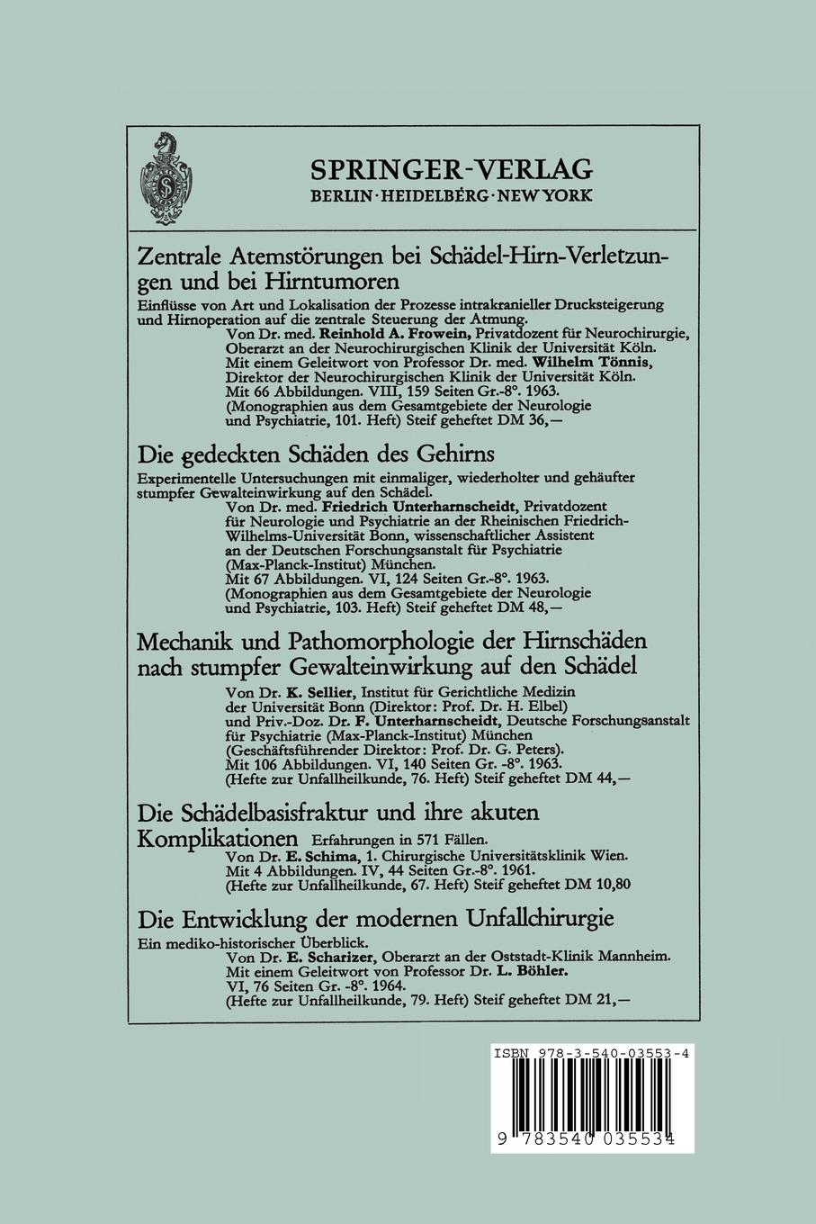 Rückseite: 9783540035534 | Thrombotische Verschlüsse im Stromgebiet der Arteria Carotis Nach...