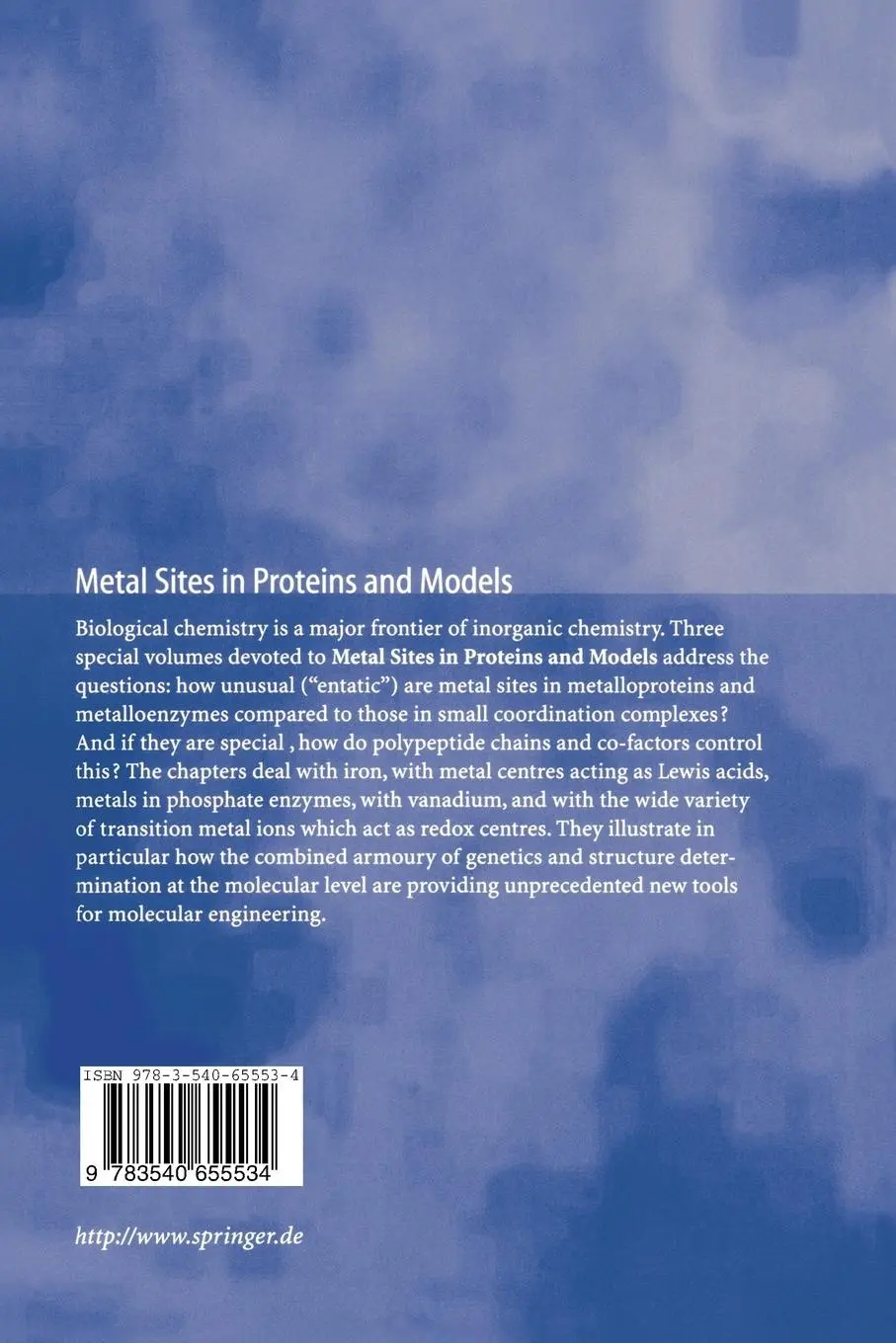 Rückseite: 9783540655534 | Metal Sites in Proteins and Models | H. A. O. Hill (u. a.) | Buch