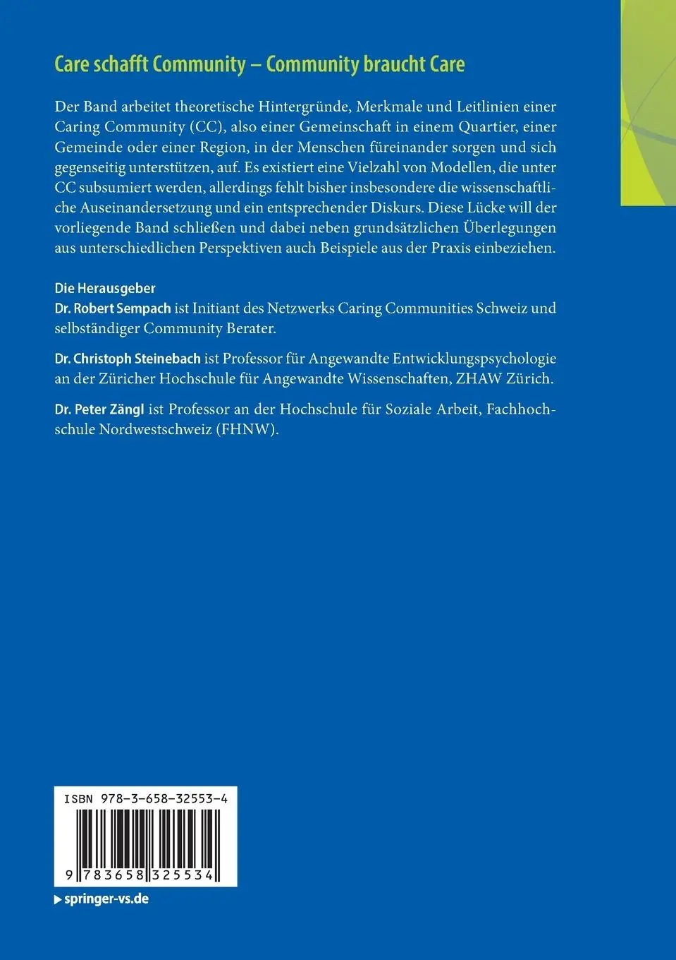 Rückseite: 9783658325534 | Care schafft Community - Community braucht Care | Sempach (u. a.) | xv