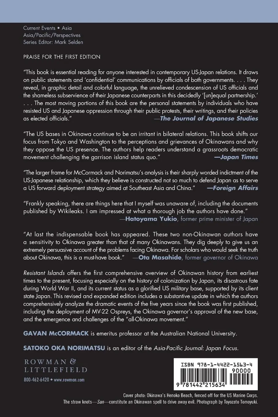 Rückseite: 9781442215634 | Resistant Islands | Okinawa Confronts Japan and the United States