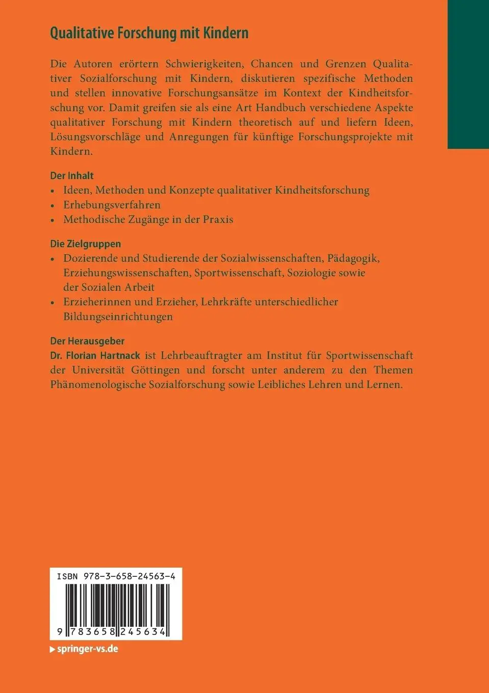 Rückseite: 9783658245634 | Qualitative Forschung mit Kindern | Florian Hartnack | Taschenbuch | x