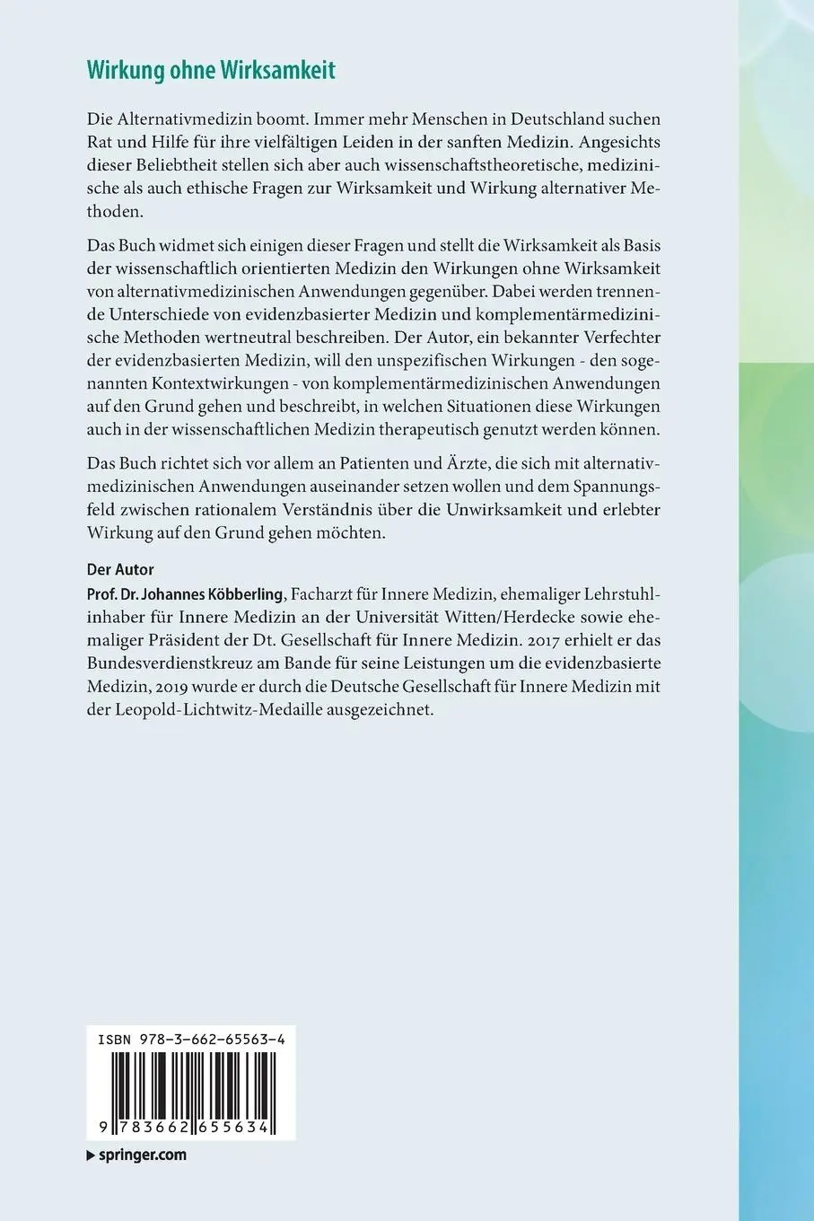Rückseite: 9783662655634 | Wirkung ohne Wirksamkeit | Johannes Köbberling | Taschenbuch | xx