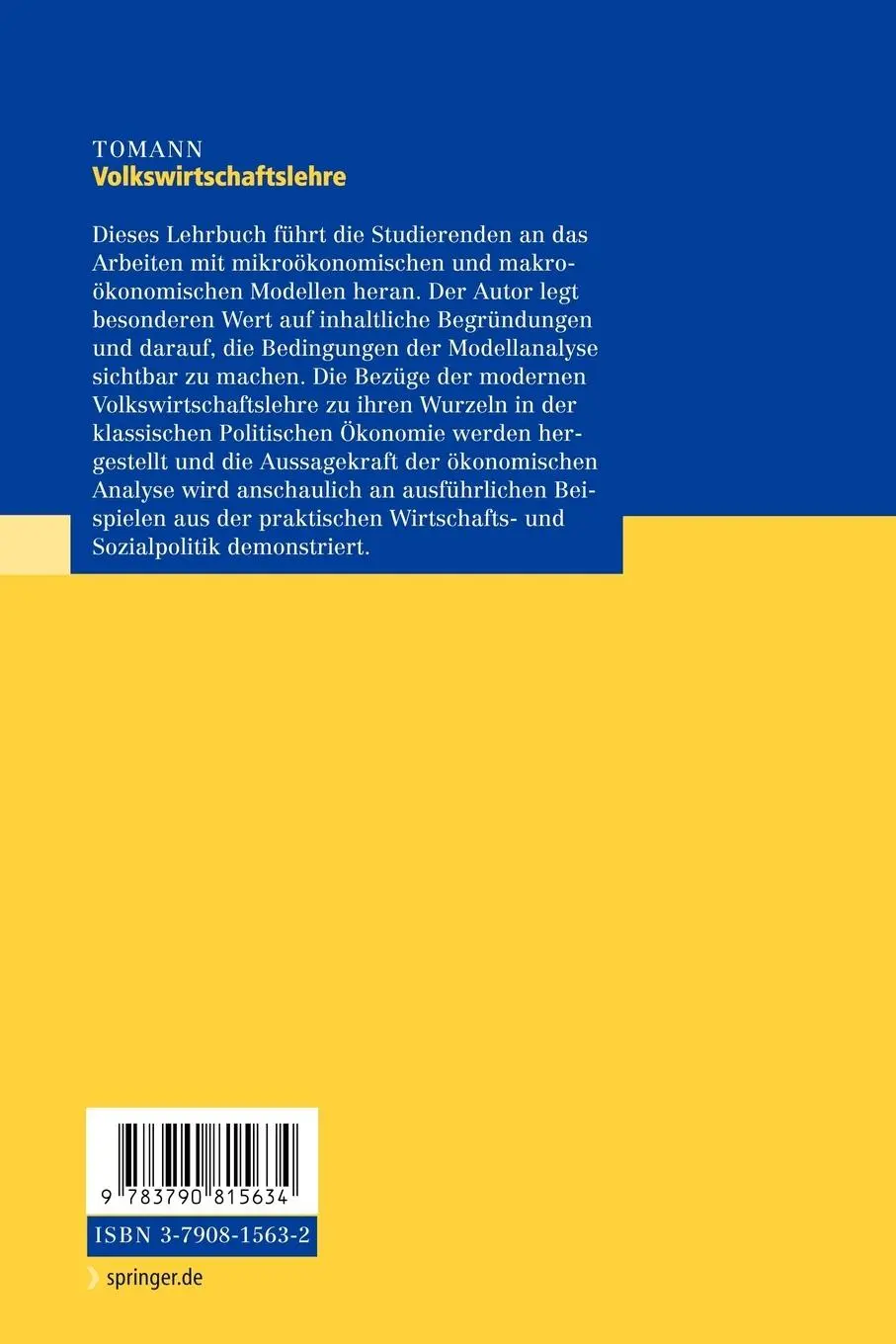 Rückseite: 9783790815634 | Volkswirtschaftslehre | Eine Einführung in das ökonomische Denken