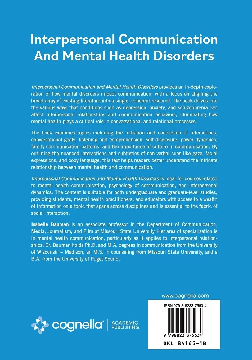 Rückseite: 9798823375634 | Interpersonal Communication and Mental Health Disorders | Bauman