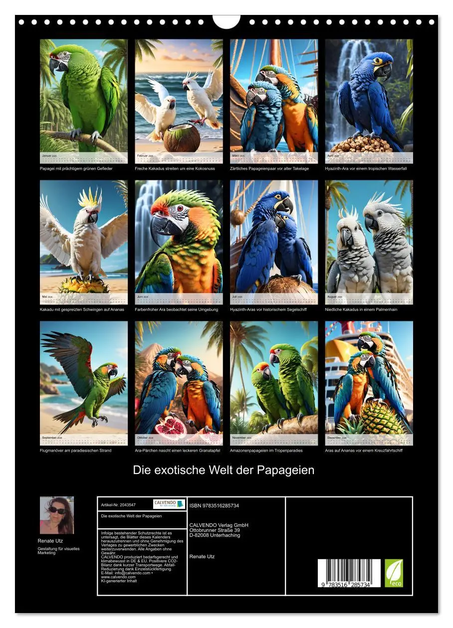Bild: 9783516285734 | Die exotische Welt der Papageien (Wandkalender 2026 DIN A3 hoch),...