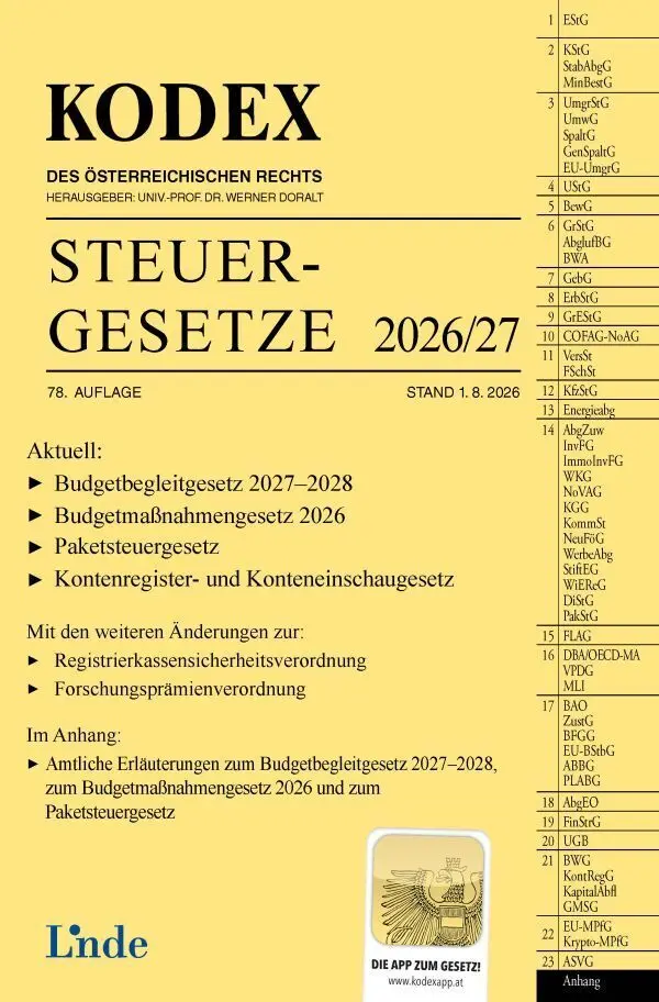 Cover: 9783707355734 | KODEX Steuergesetze 2026/27 | Andrei Bodis | Taschenbuch | 1818 S.