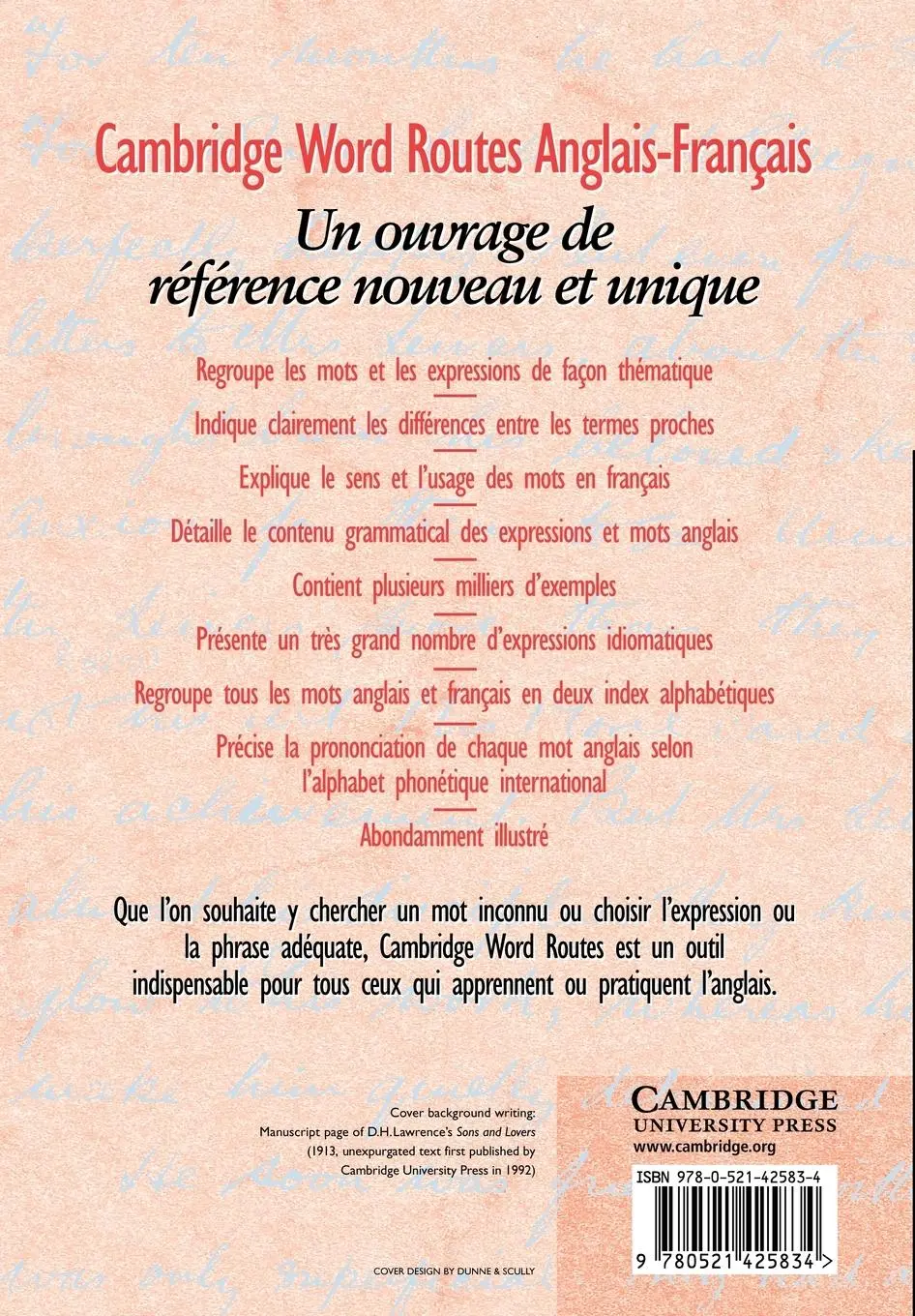 Rückseite: 9780521425834 | Cambridge Word Routes Anglais-Francais | McCarthy Michael | Buch