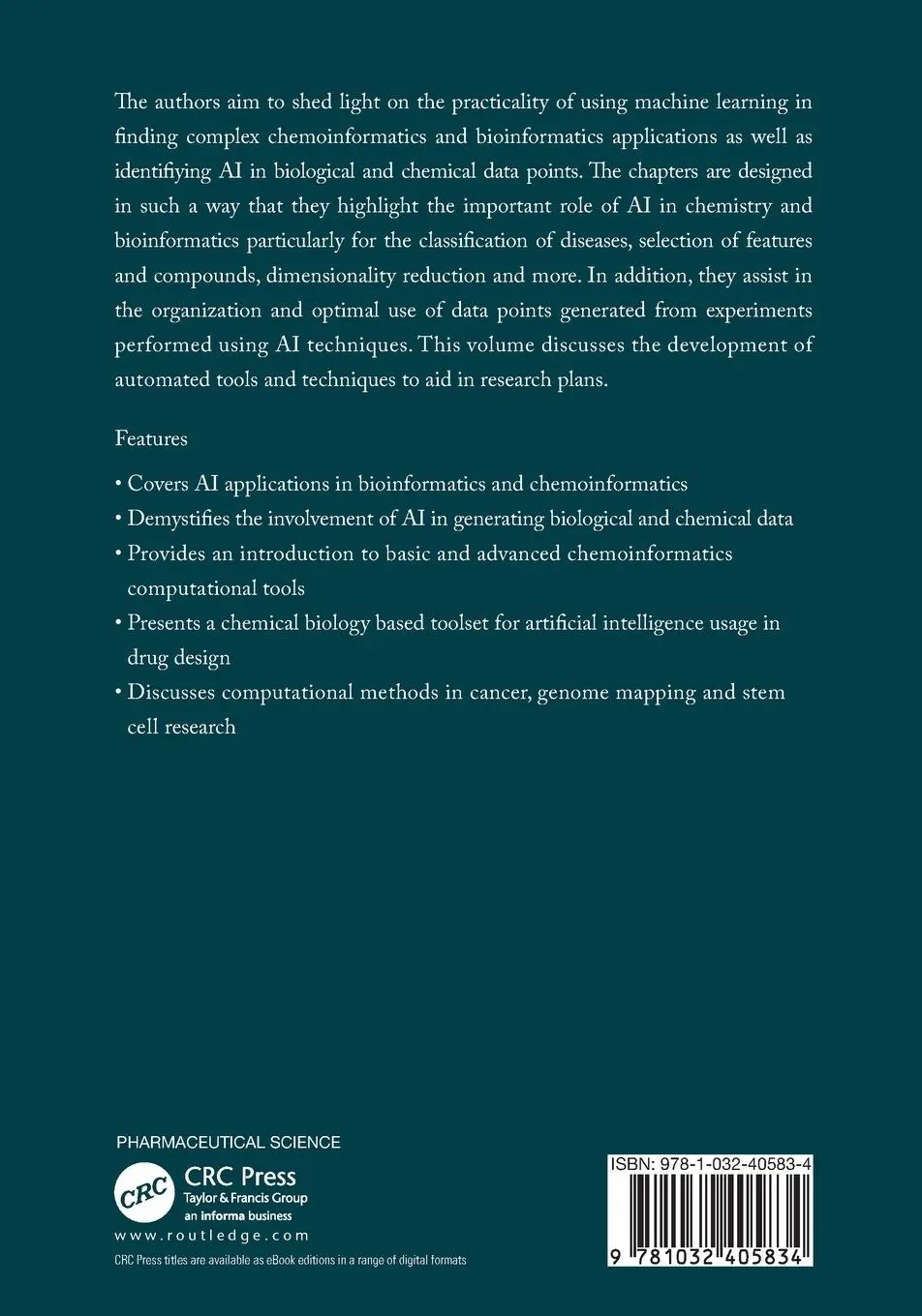 Rückseite: 9781032405834 | Artificial Intelligence in Bioinformatics and Chemoinformatics | Buch
