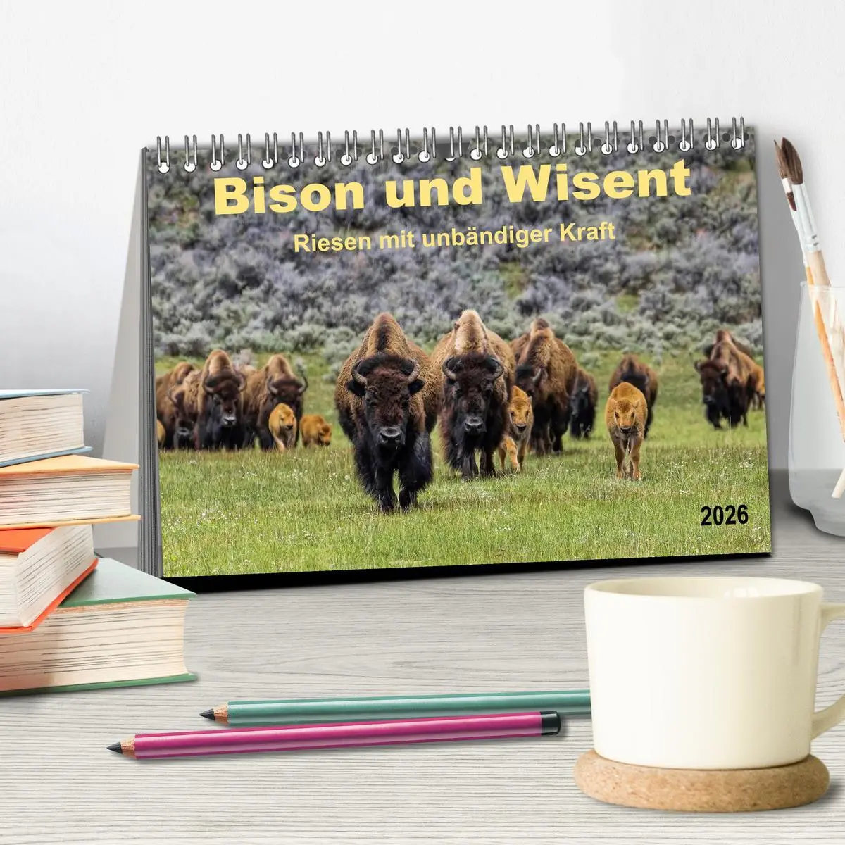 Bild: 9783516035834 | Bison und Wisent - Riesen mit unbändiger Kraft (Tischkalender 2026...