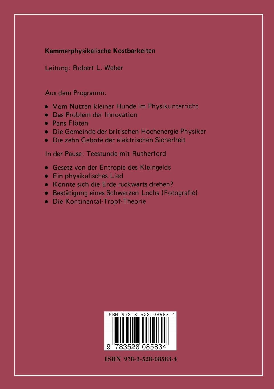 Rückseite: 9783528085834 | Kammerphysikalische Kostbarkeiten | Robert L. Weber | Taschenbuch