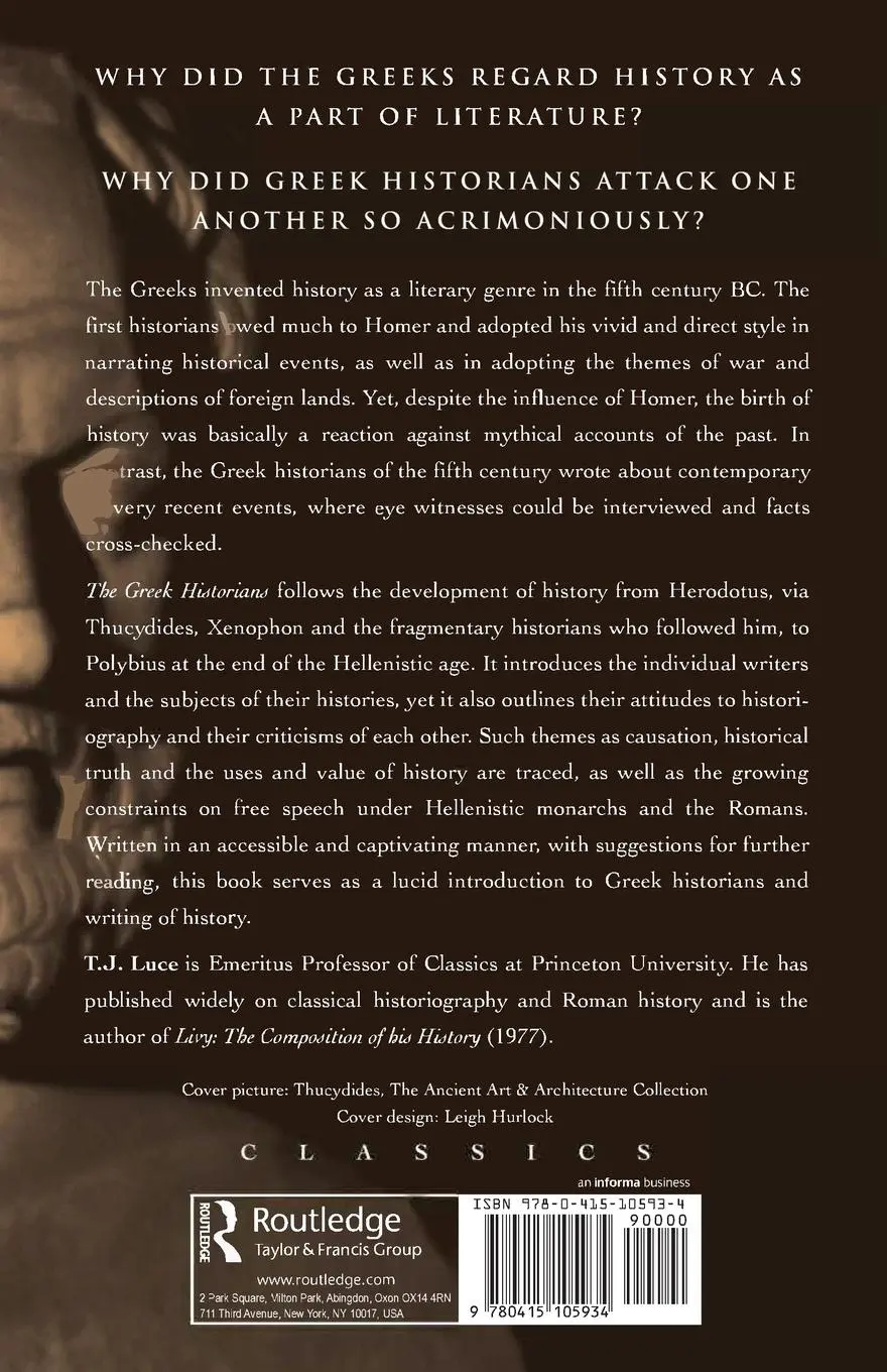 Rückseite: 9780415105934 | The Greek Historians | T. James Luce | Taschenbuch | Englisch | 1997