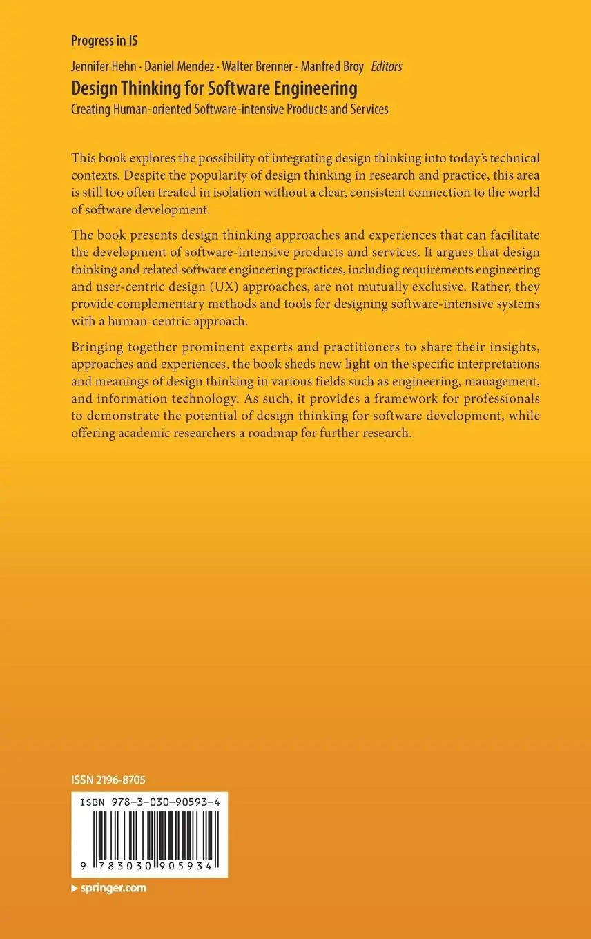 Rückseite: 9783030905934 | Design Thinking for Software Engineering | Jennifer Hehn (u. a.) | xxi