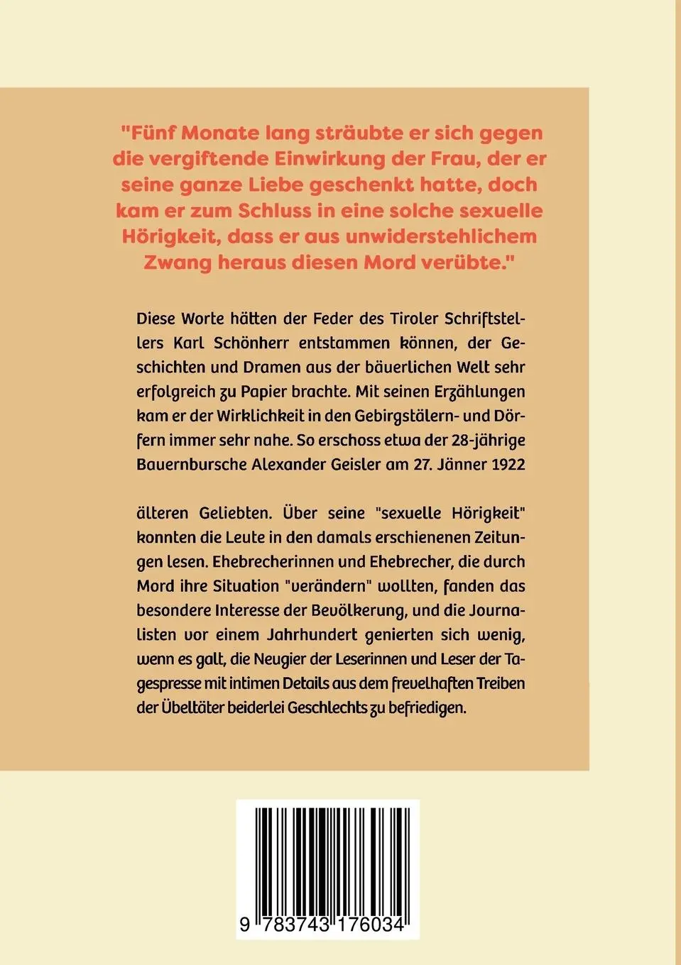 Rückseite: 9783743176034 | Ehebruch und Gattenmord im frommen Land Tirol | 1914 - 1938 | Buch