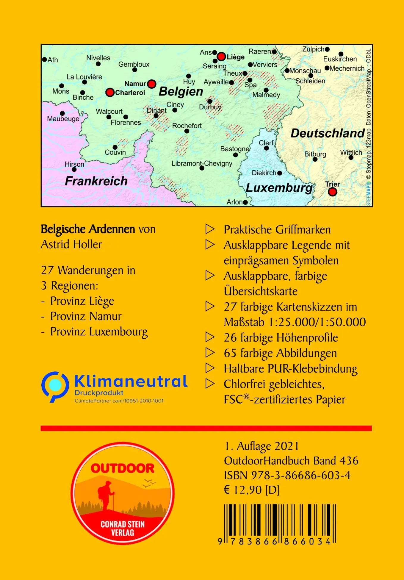 Rückseite: 9783866866034 | Belgische Ardennen | 27 Wanderungen durch Flusstäler, Moore und Wälder