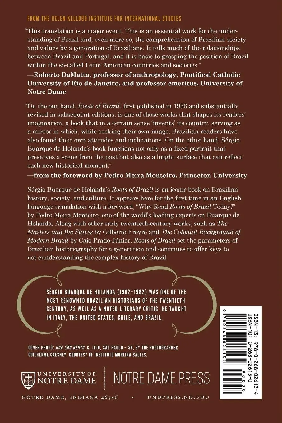 Rückseite: 9780268026134 | Roots of Brazil | Sérgio Buarque De Holanda | Taschenbuch | Englisch