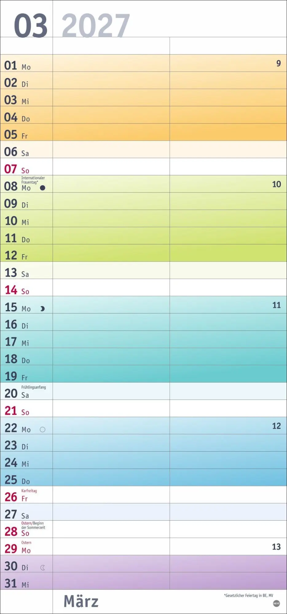 Bild: 9783756416134 | Bunte Wochen Planer für mich 2027 | Heye | Kalender | Spiralbindung