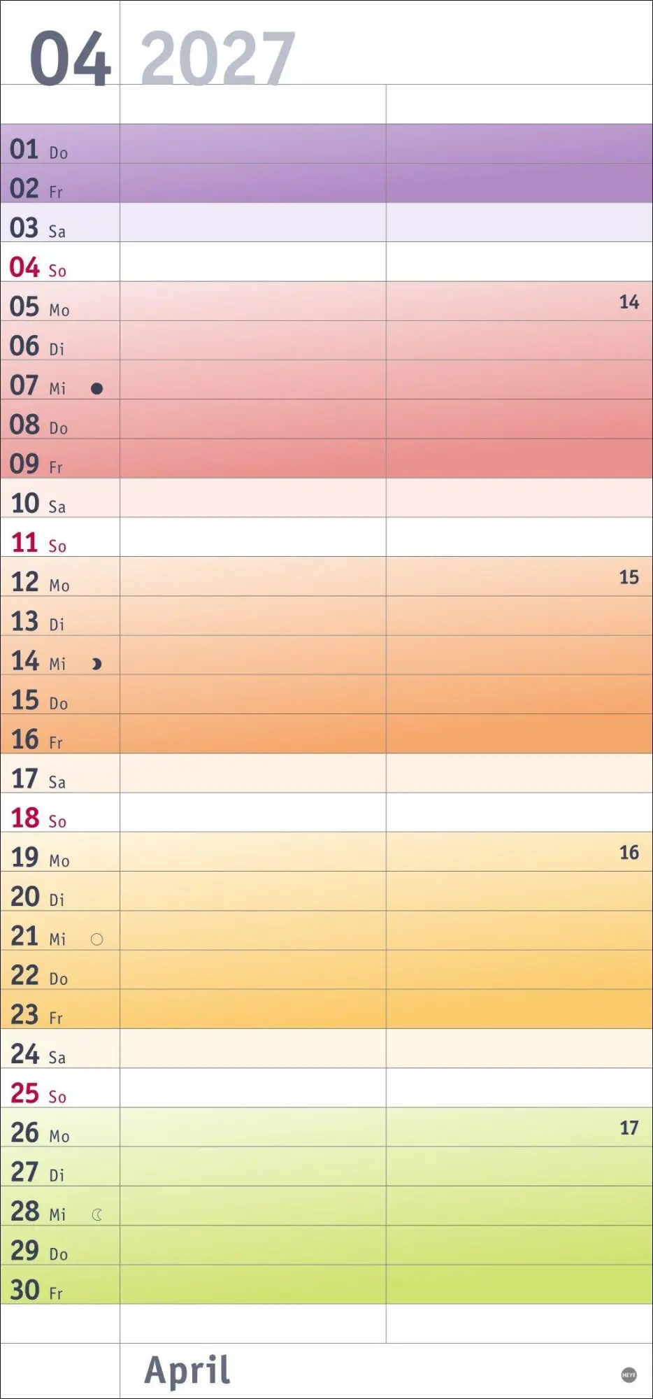 Bild: 9783756416134 | Bunte Wochen Planer für mich 2027 | Heye | Kalender | Spiralbindung