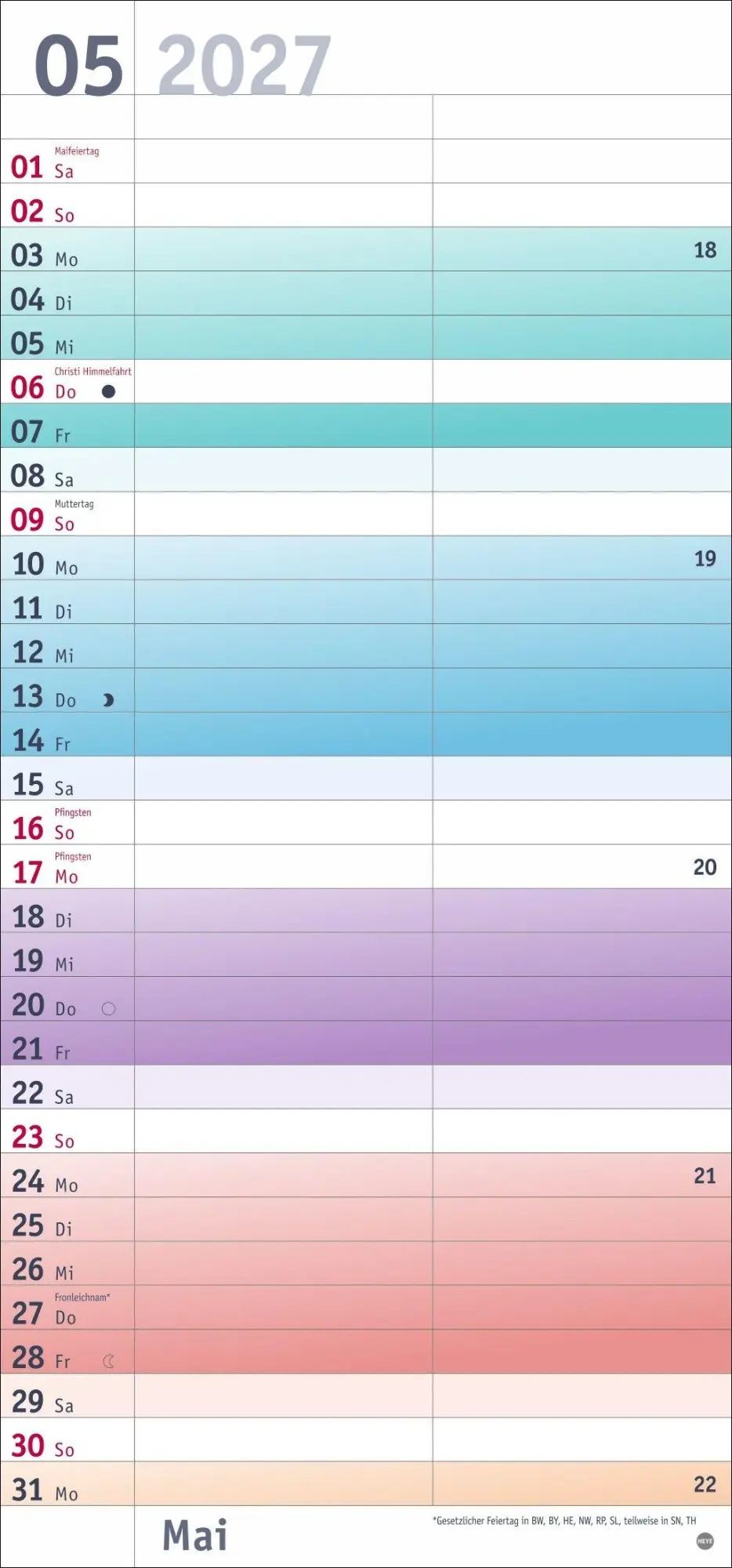 Bild: 9783756416134 | Bunte Wochen Planer für mich 2027 | Heye | Kalender | Spiralbindung