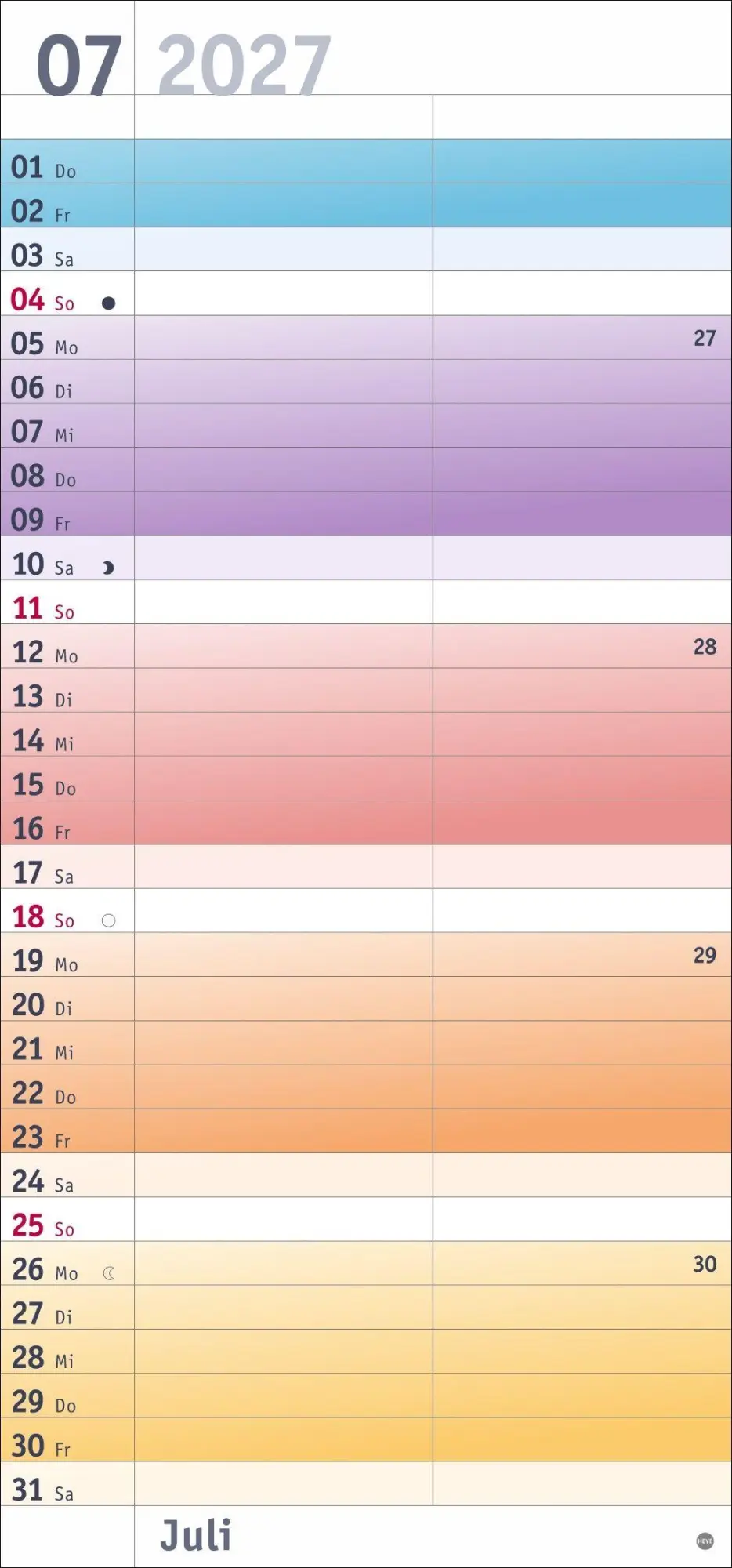 Bild: 9783756416134 | Bunte Wochen Planer für mich 2027 | Heye | Kalender | Spiralbindung