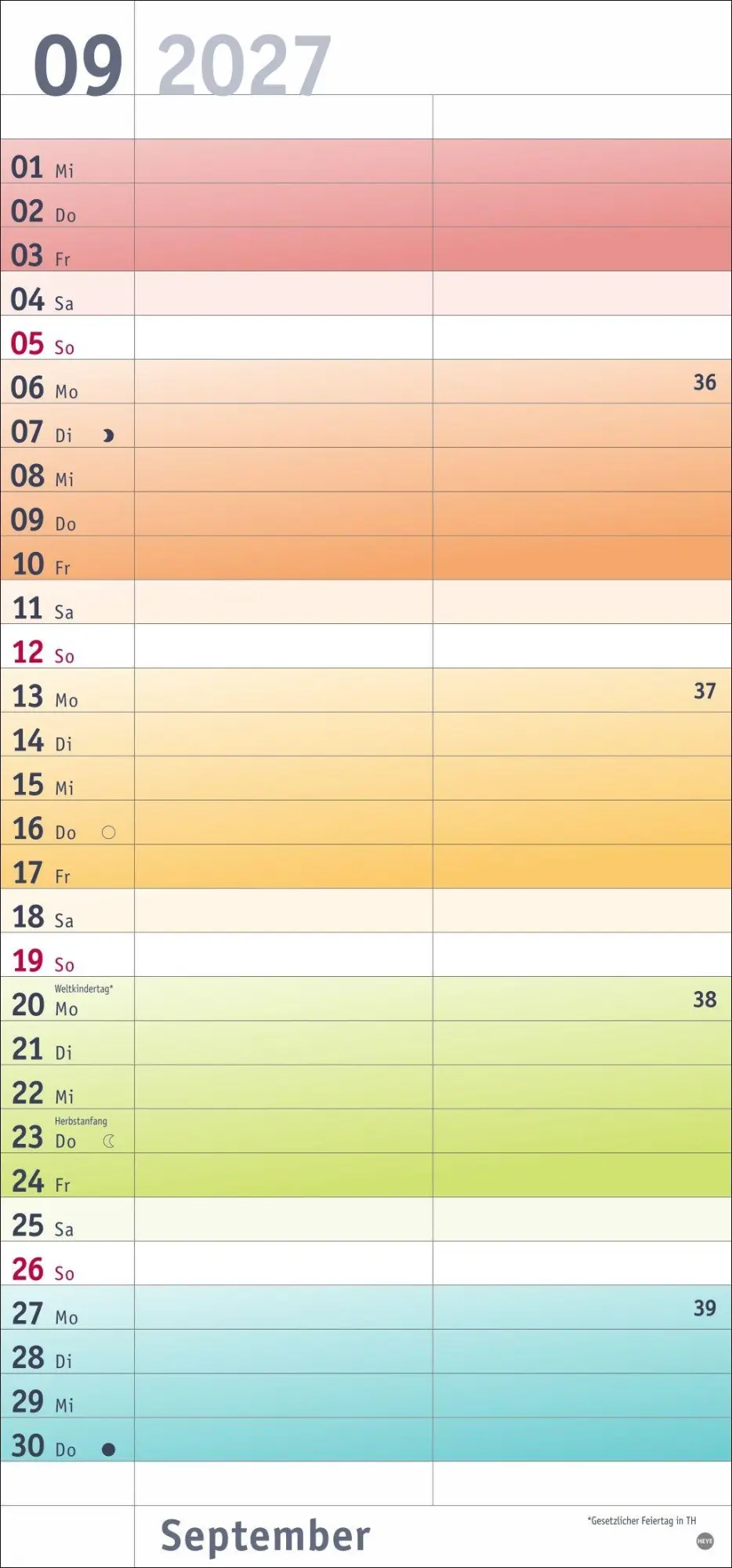Bild: 9783756416134 | Bunte Wochen Planer für mich 2027 | Heye | Kalender | Spiralbindung