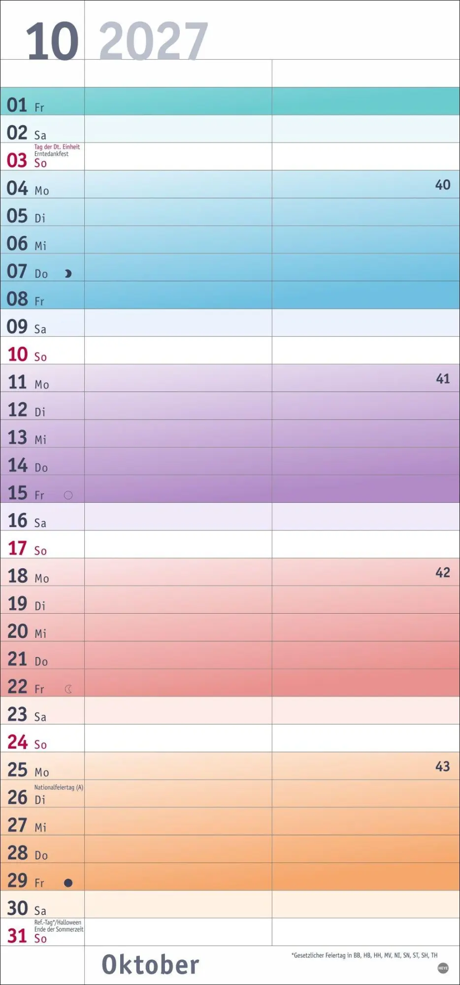 Bild: 9783756416134 | Bunte Wochen Planer für mich 2027 | Heye | Kalender | Spiralbindung