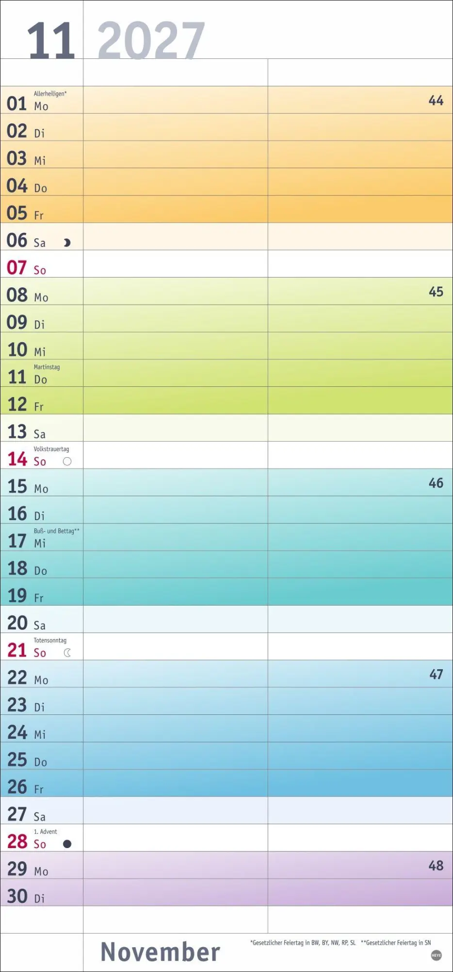 Bild: 9783756416134 | Bunte Wochen Planer für mich 2027 | Heye | Kalender | Spiralbindung
