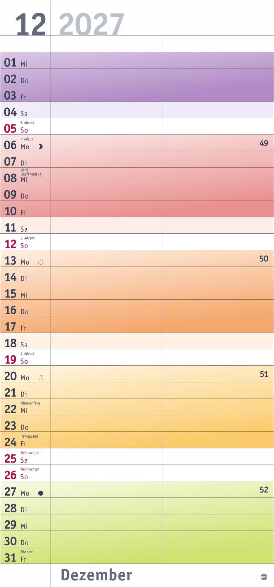 Bild: 9783756416134 | Bunte Wochen Planer für mich 2027 | Heye | Kalender | Spiralbindung