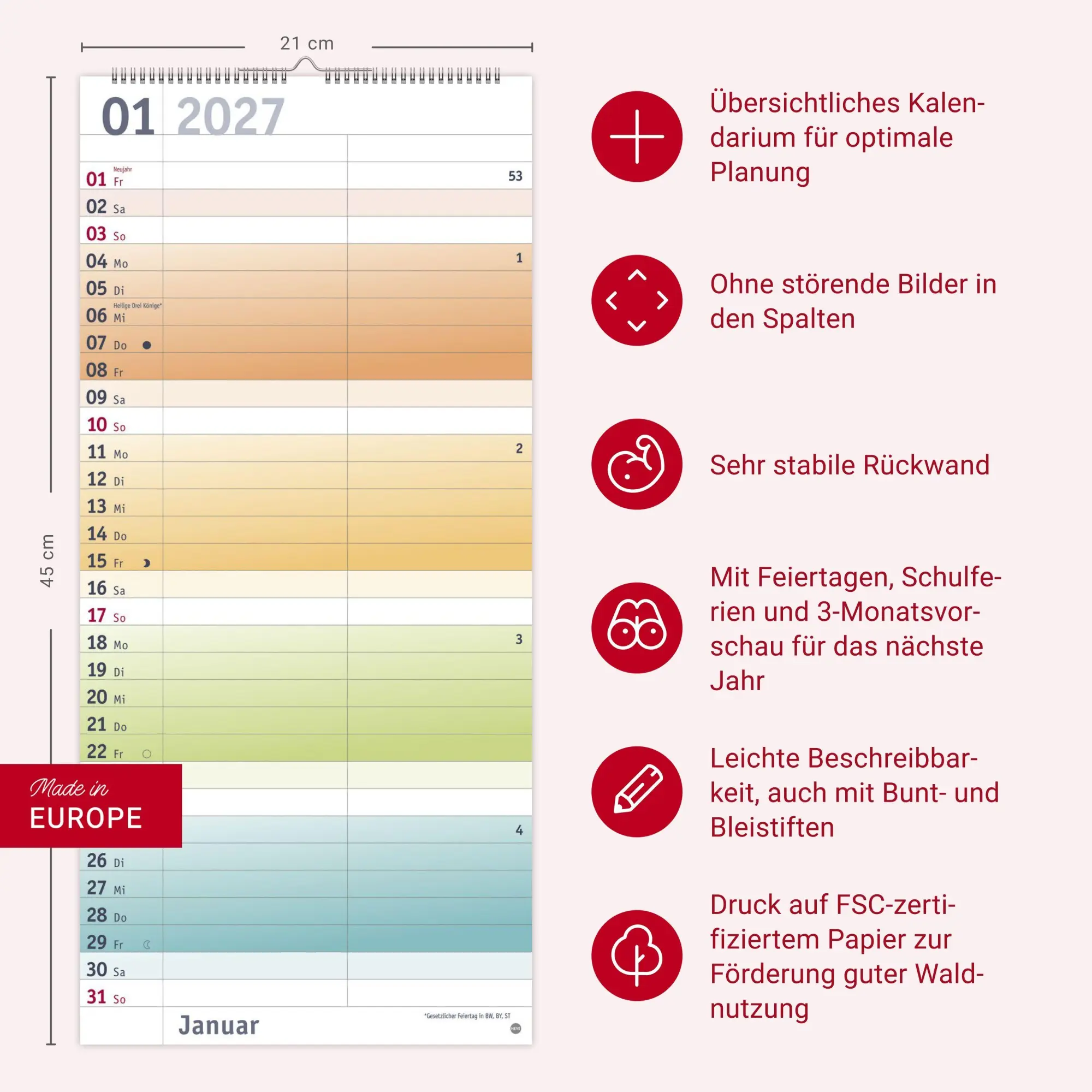 Bild: 9783756416134 | Bunte Wochen Planer für mich 2027 | Heye | Kalender | Spiralbindung