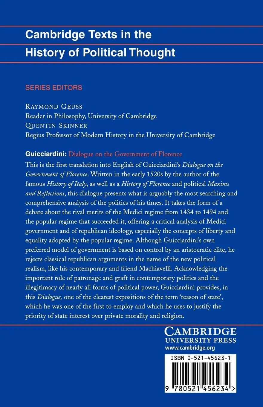 Rückseite: 9780521456234 | Guicciardini | Dialogue on the Government of Florence | Guicciardini