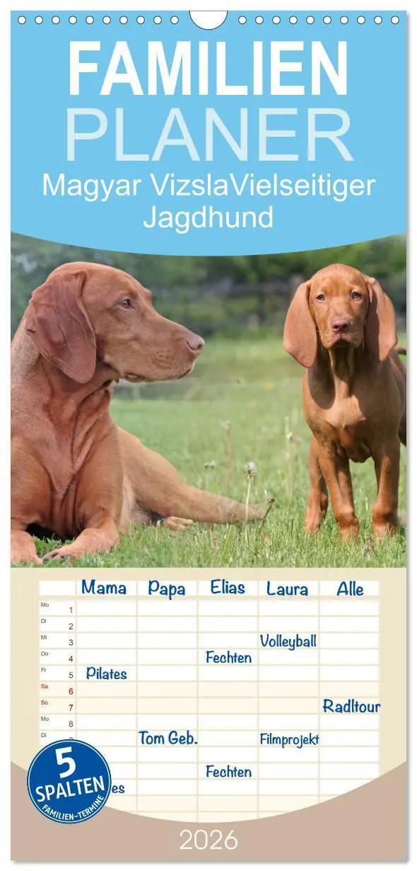 Cover: 9783516516234 | Familienplaner 2026 - Magyar Vizsla - Vielseitiger Jagdhund mit 5...