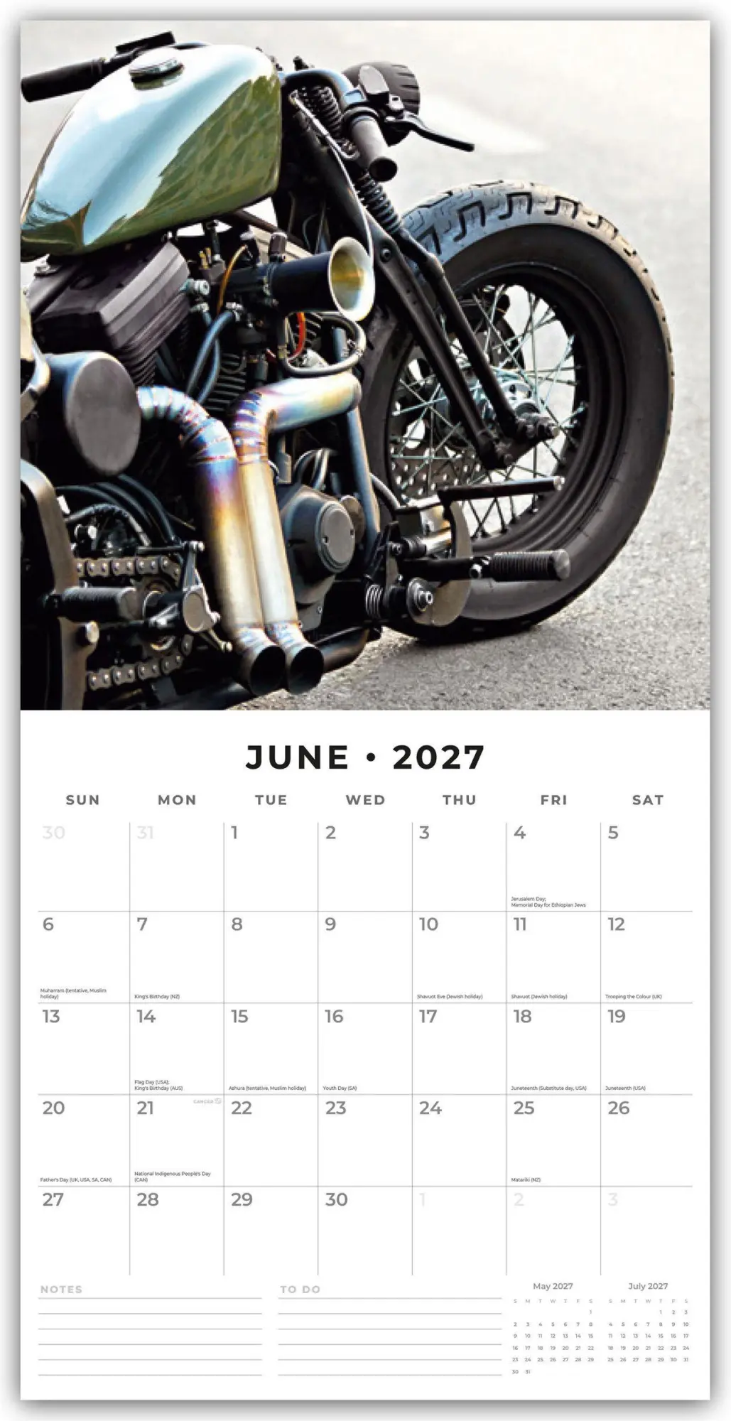 Bild: 9781837016334 | Custom Bikes - Umgebaute Motorräder 2027 - 16-Monatskalender | Red