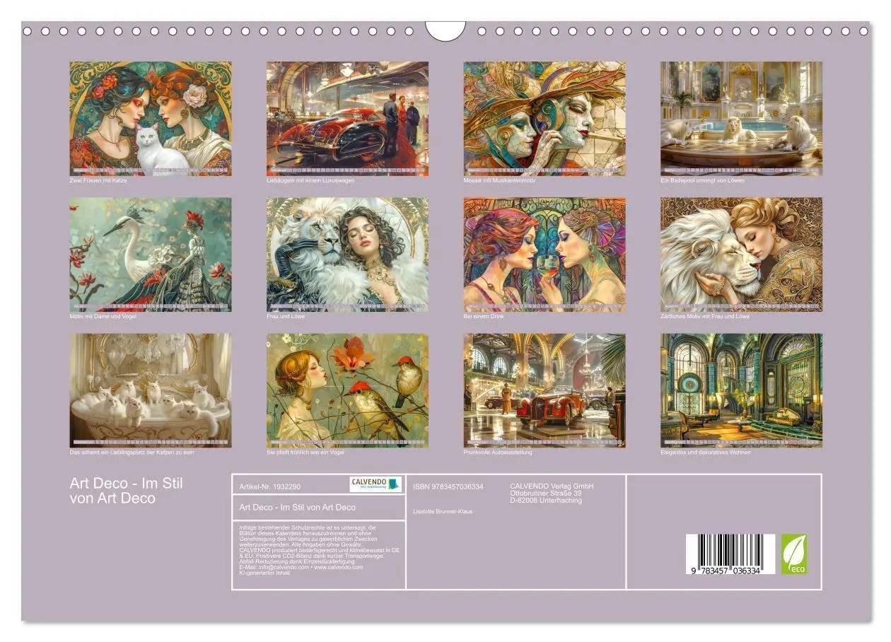 Bild: 9783457036334 | Art Deco - Im Stil von Art Deco (Wandkalender 2025 DIN A3 quer),...