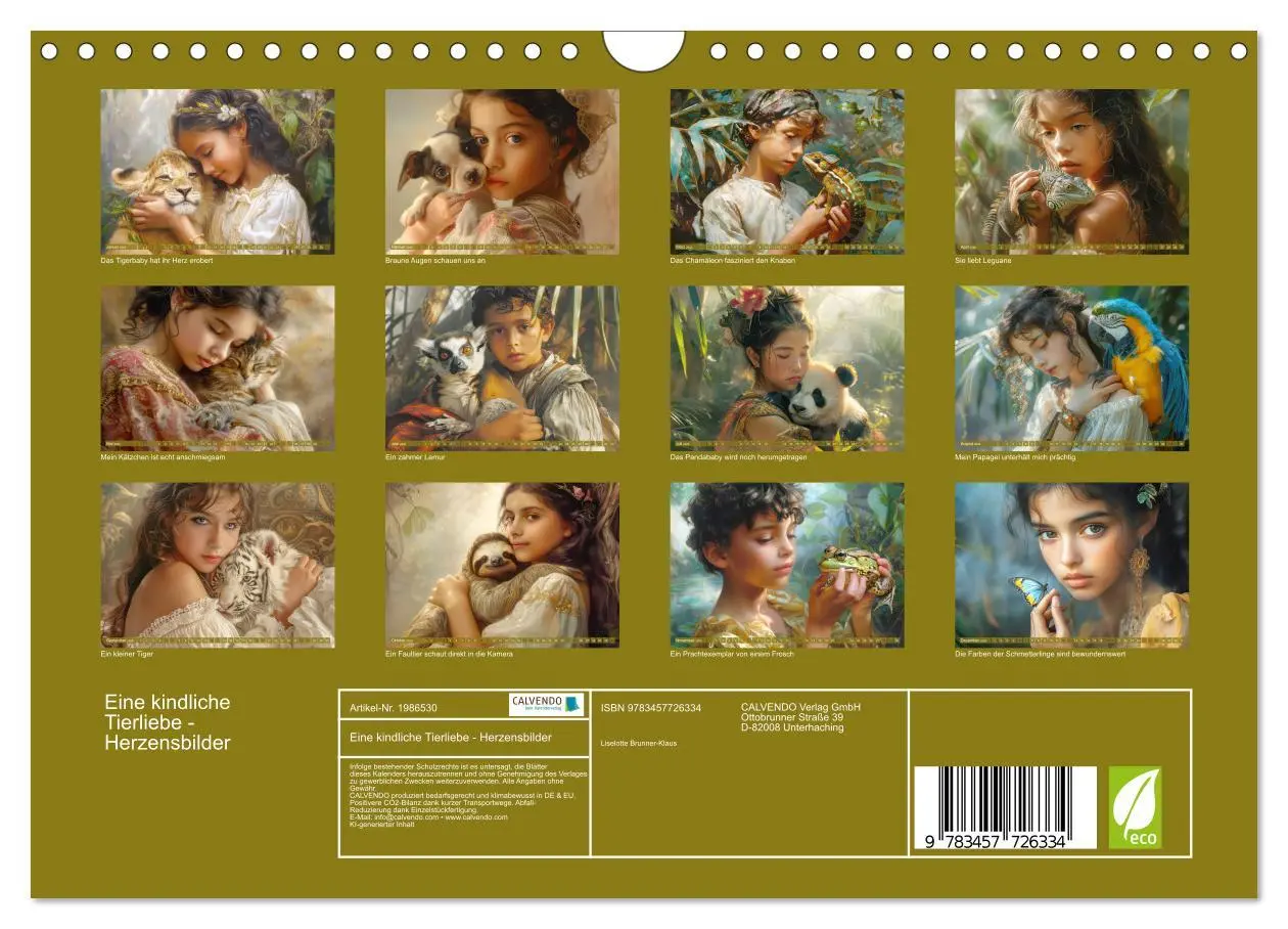 Bild: 9783457726334 | Eine kindliche Tierliebe - Herzensbilder (Wandkalender 2026 DIN A4...