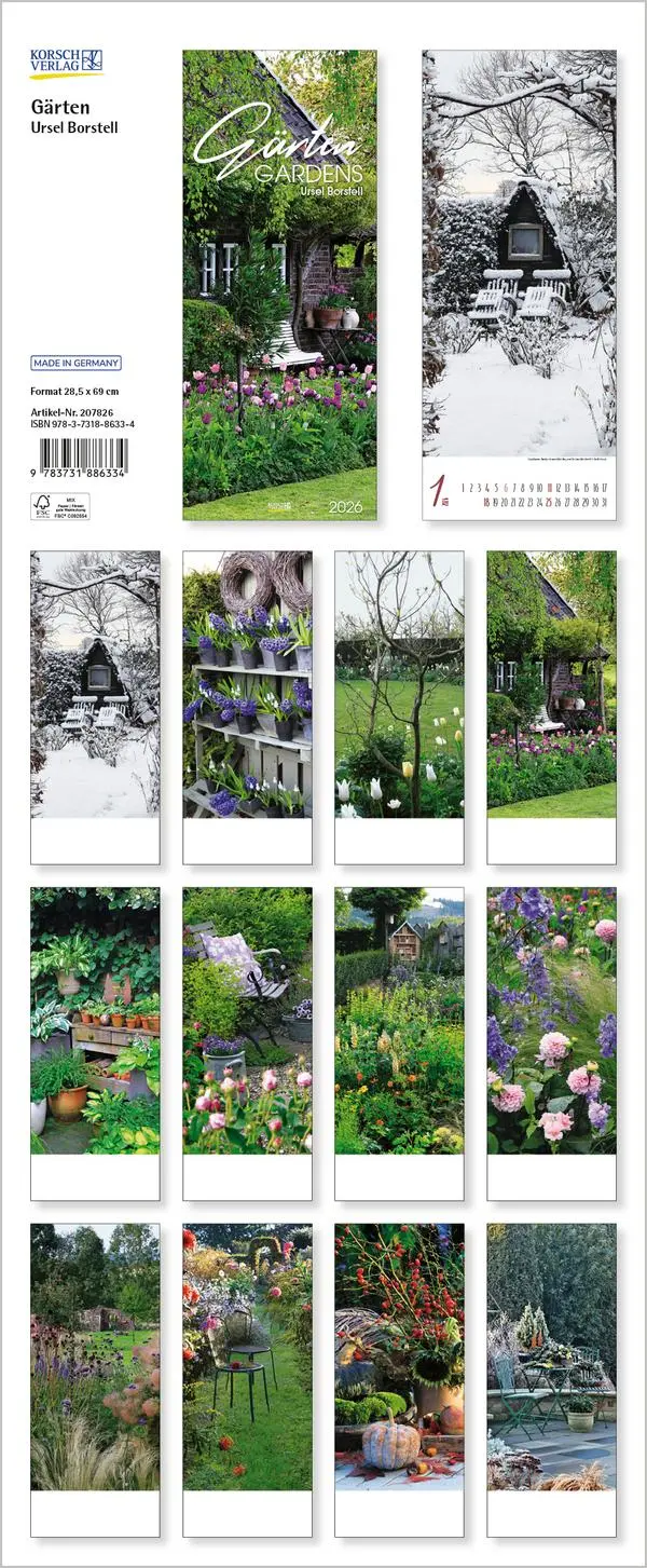 Bild: 9783731886334 | Gärten 2026 | Verlag Korsch | Kalender | Spiralbindung | 14 S. | 2026